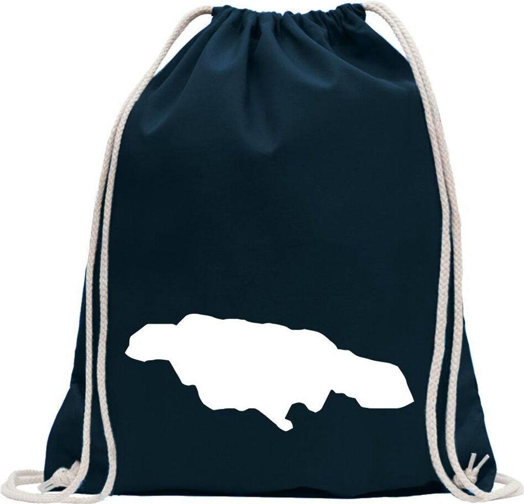 Kiwistar - Turnbeutel - dunkelblau - Jamaika Umriss Kontur - Fun Rucksack Sport Beutel Gymsack Baumwolle mit Ziehgurt
