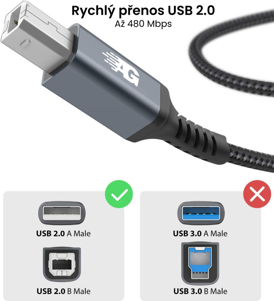 AdroitGoods Kabel Usb-A na Usb-B - Kabel k tiskárně - 2 Obrázek produktu 4