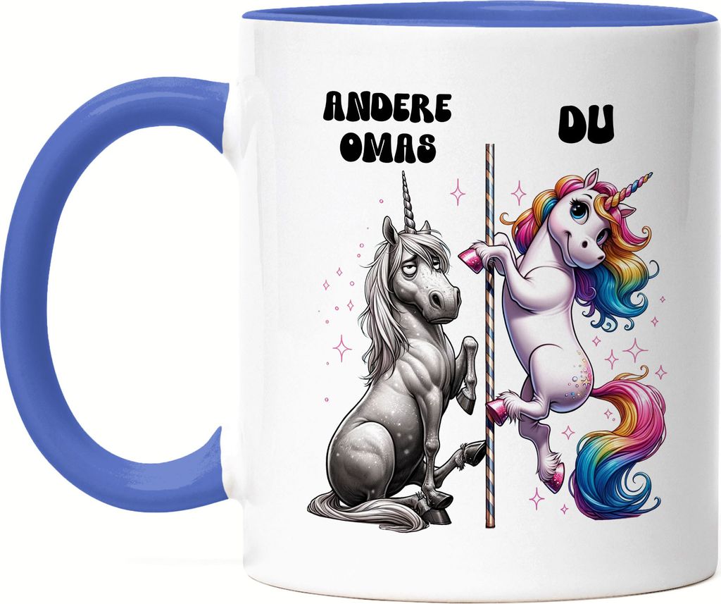 Andere Omas Du Einhorn Tasse Blau Großmama Farbenfroh Einzigartig Geschenk