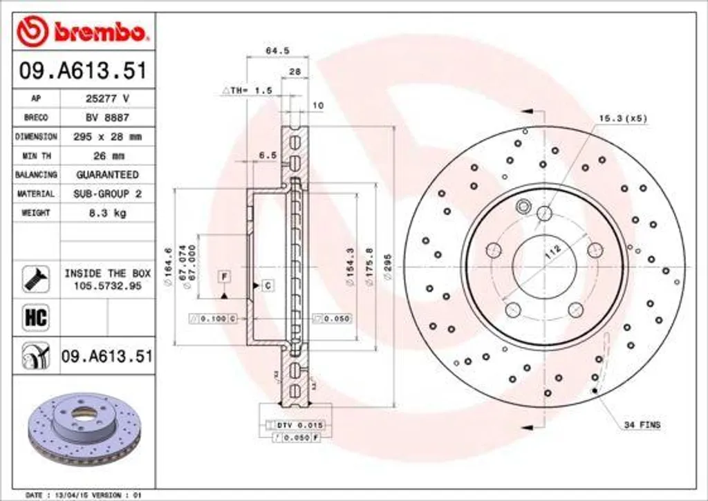 Disque de Frein Avant Brembo pour Mercedes W204 S204 C204 Performance
