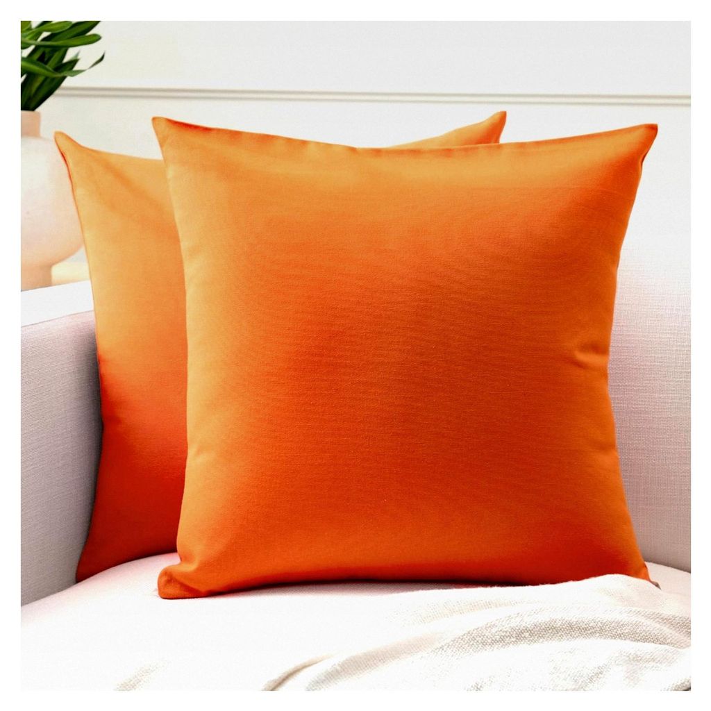 Baumwoll-Kissenbezüge, 2er-Set I 16x16 in (40x40 cm) - Orange I ohne Einsatz I einfache Kissenbezüge I maschinenwaschbar | Nur für Innengebrauch
