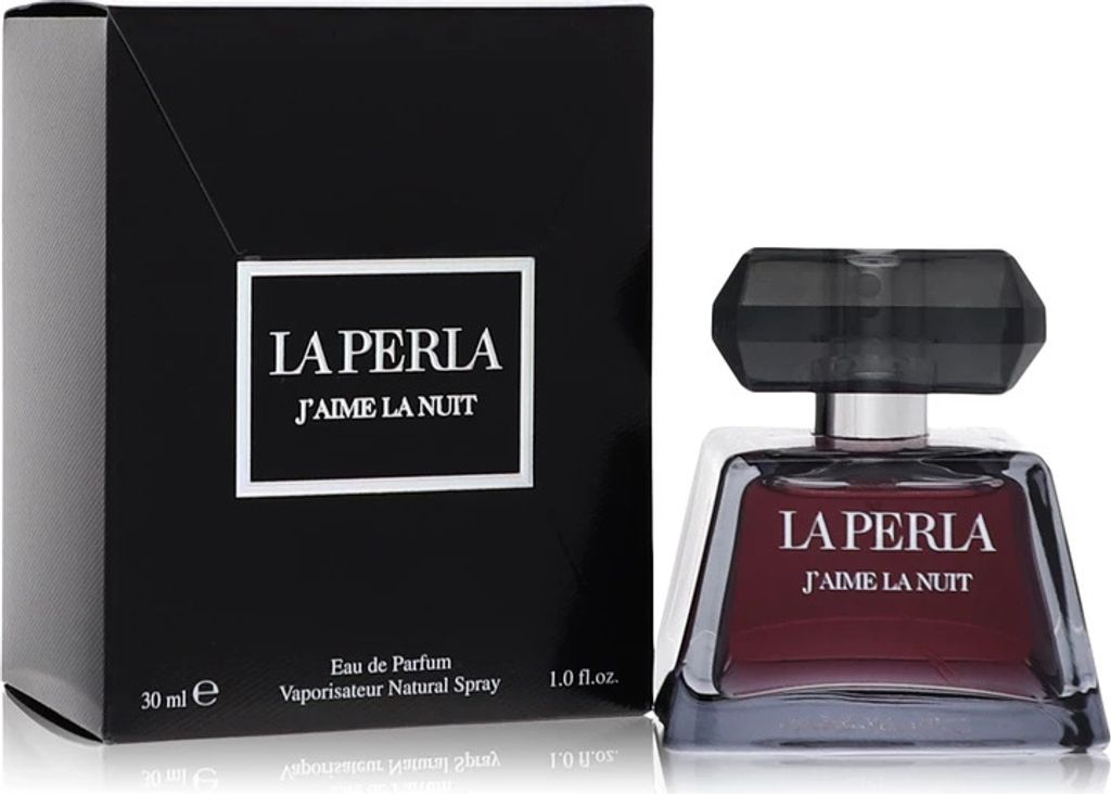 A product shot of a perfume bottle and its packaging.