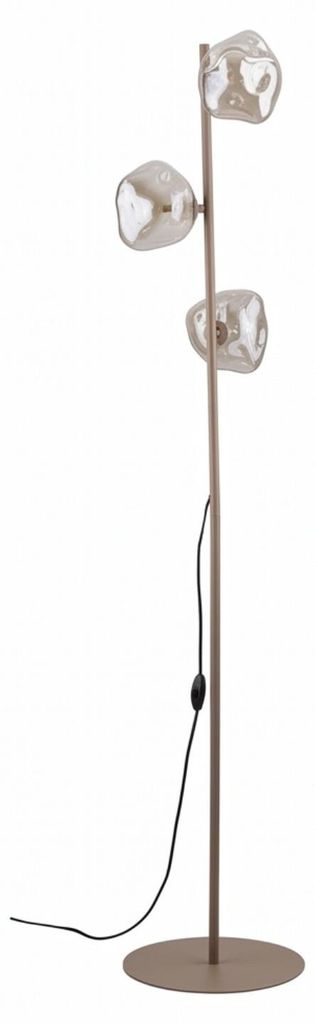 Stehlampe Metall Rauchglas G9 151 cm Beige Cognac 3-flammig Produktbild  KI-generiertes Bild