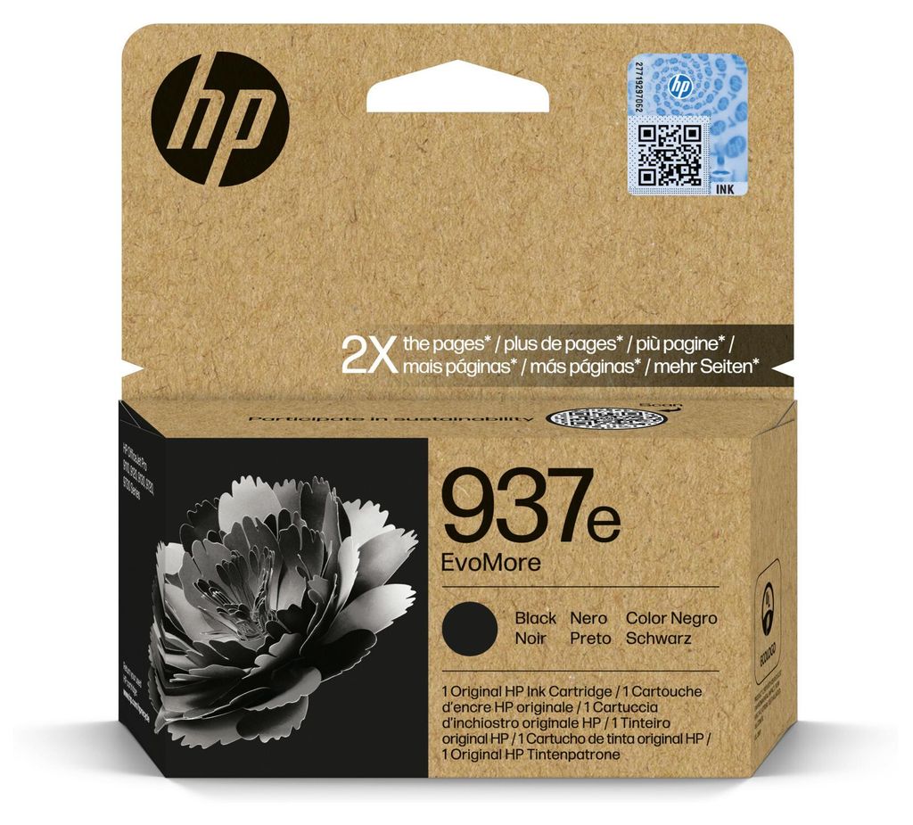 HP Čierna originálna atramentová kazeta 937e EvoMore, Obrázok produktu 