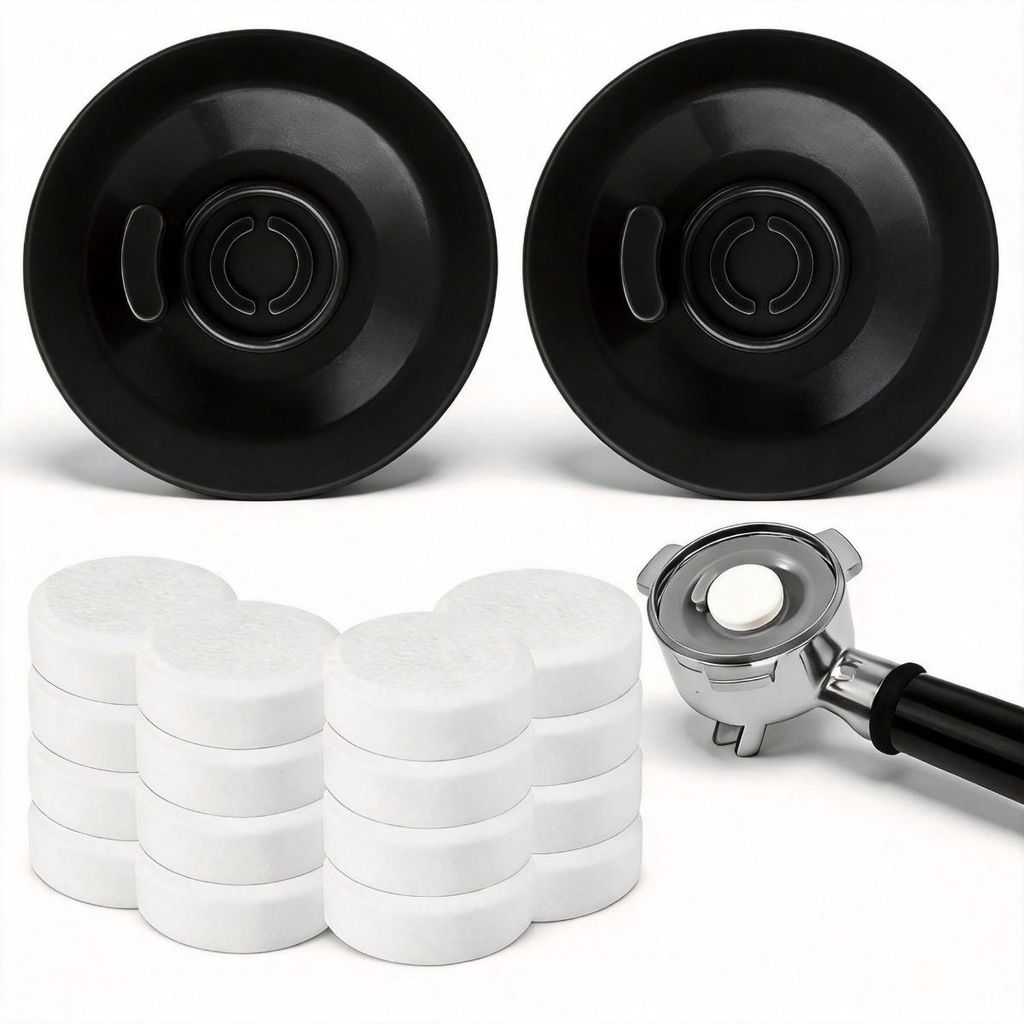 INF 54mm Silikon Blindscheiben Set 2 Stk, 16 Reinigungstabs für Siebträger