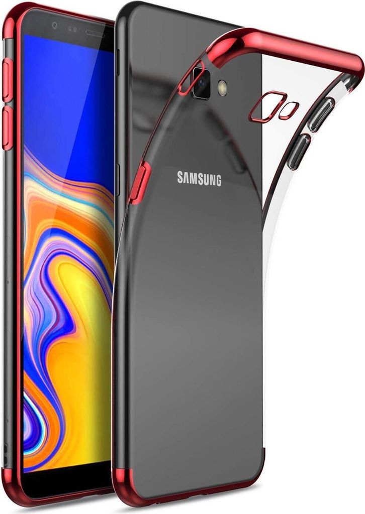 Conie Silikon Schutzhülle für Samsung Galaxy J4 Plus Tasche Case Cover Bumper Hülle Rand in Rot