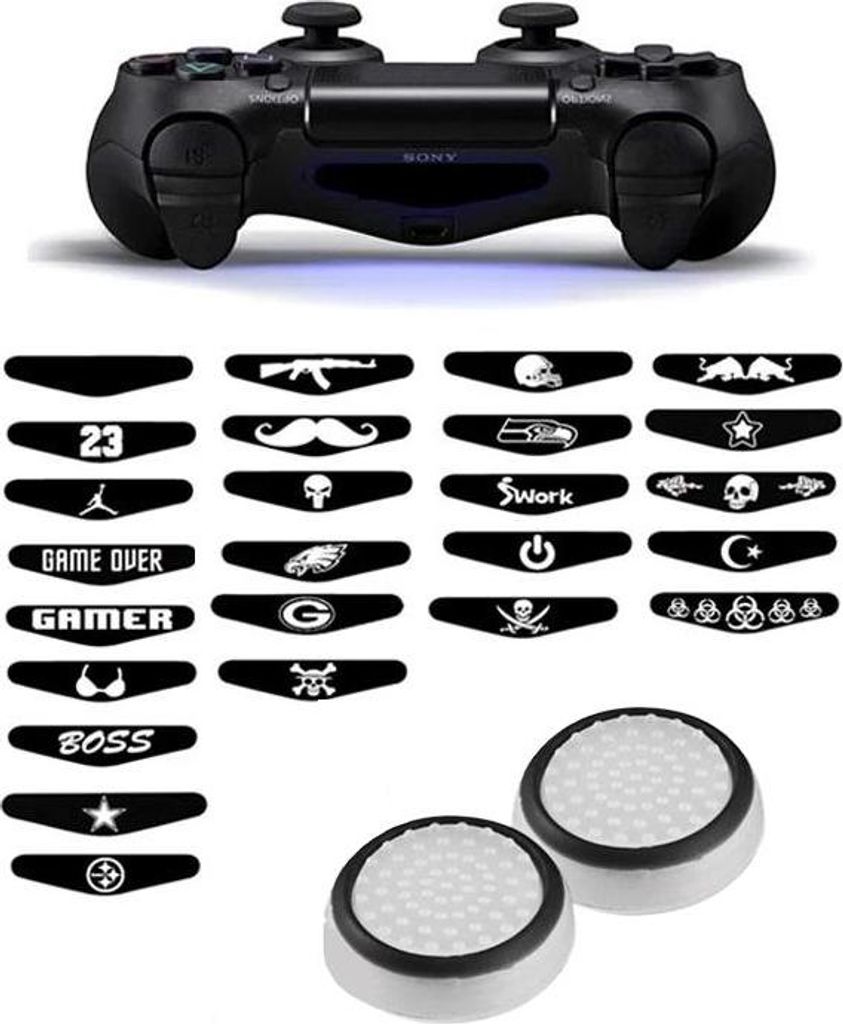 Thumbgrips - Thumb Grips + Stickers voor PS4, PlayStation 4 - Gaming Thumbgrips - Performance Thumbsticks - Anti-Slip Joystick Caps - Bescherming A...