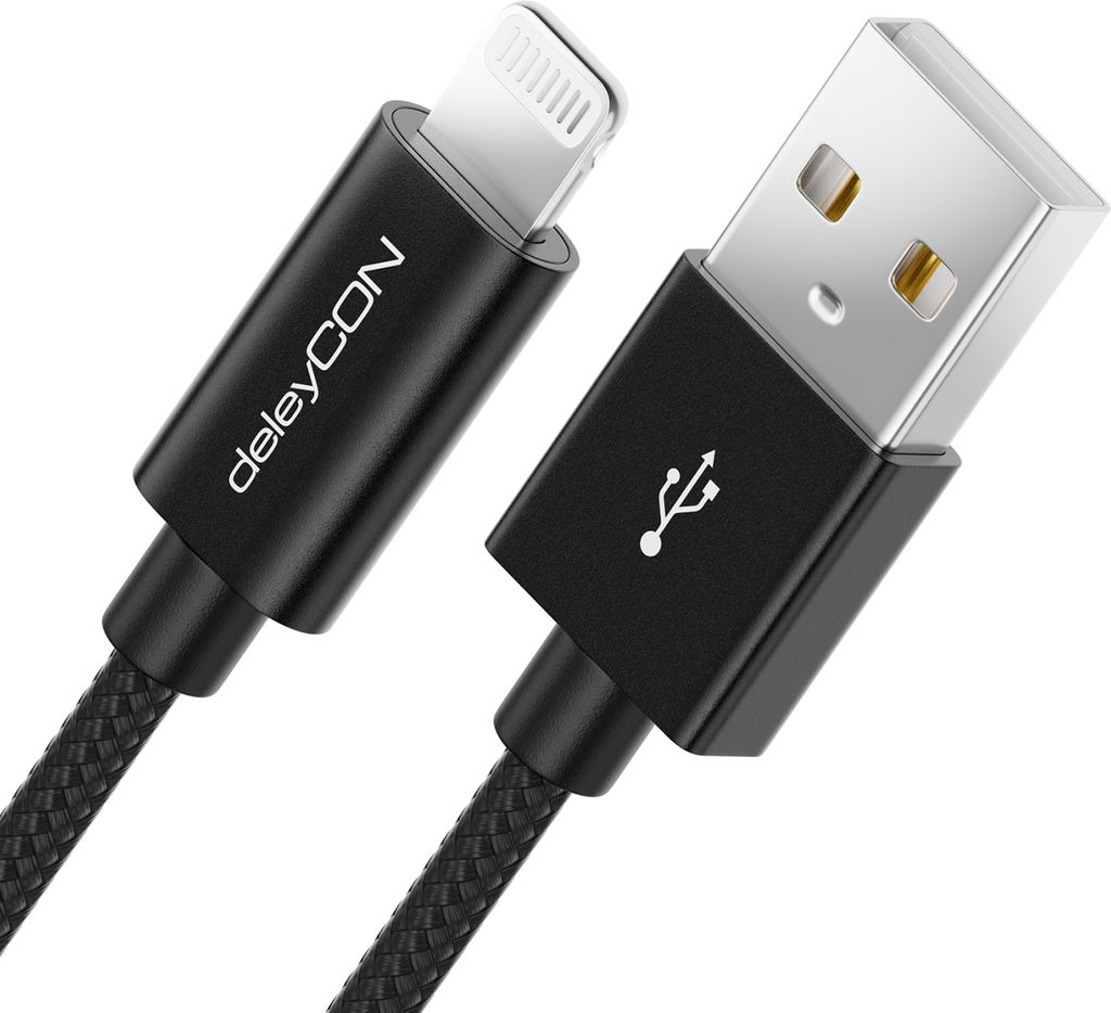 deleyCON 2m Lightning 8 Pin Ladekabel USB Kabel Apple MFI für iPhone 14 Pro Max 14 Pro 14 Plus 14 SE 13 Pro Max 13 Pro 13 Mini 12 Pro Max 12 Pro 1...