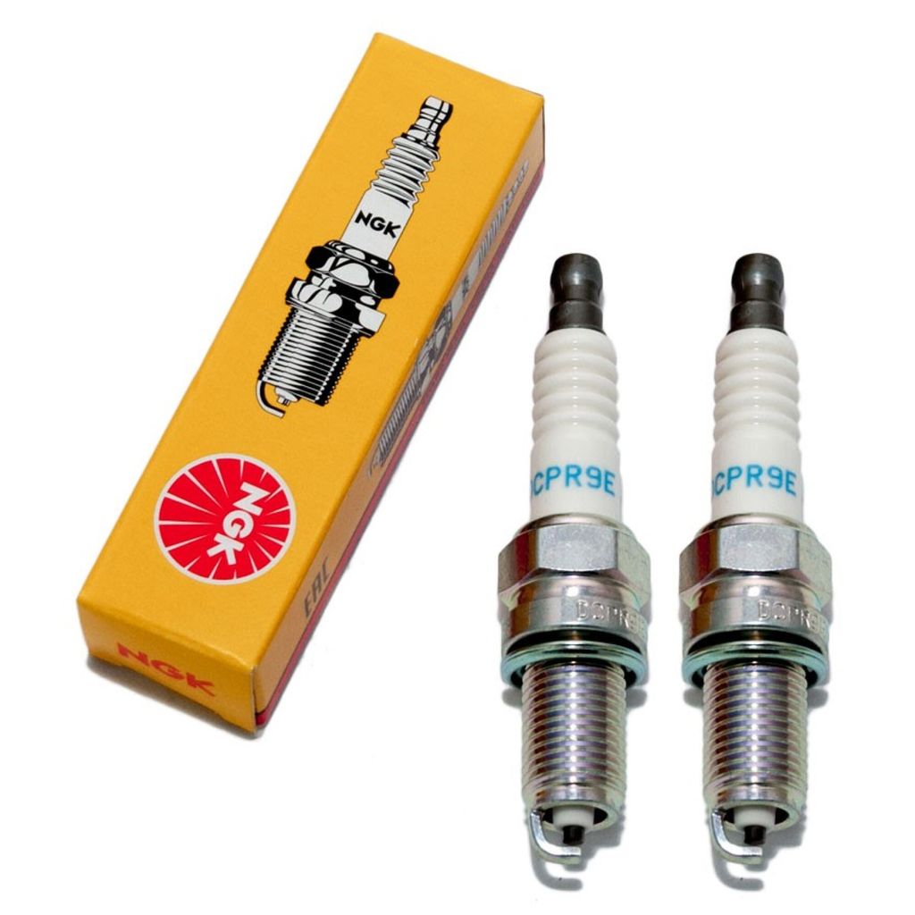 Zündkerzen Set NGK 2x DCPR9E Zündkerze entstört, 19,0mm Langgewinde Ø 12,0mm Hex 16,0mm, Elektrodenabstand 0,85mm, Wärmewert 9, 2641