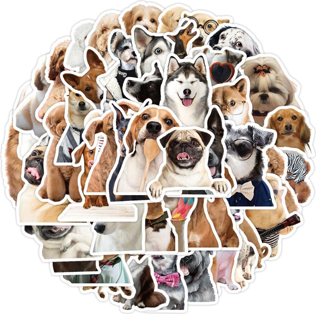 50 Stück Hunde Sticker Set, Dog Aufkleber für Kinder Cute Dog Stickers Set Vinyl Wasserdicht Aesthetic Aufkleber, für Auto Laptop Skateboard Fah...