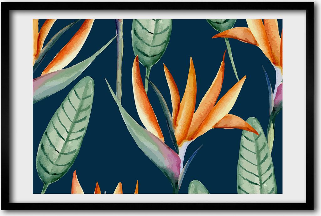 Bild 60x40 MDF-Rahmen, Wandkunst Strelitzia reginae