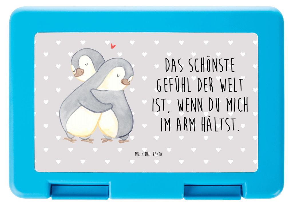 Mr. & Mrs. Panda Bento Box Pinguine Kuscheln - Grau Pastell - Geschenk, Valentinstag, Snackbox, Essensbox, Lunchbox, Hochzeitstag, Bentobox, Jahres...