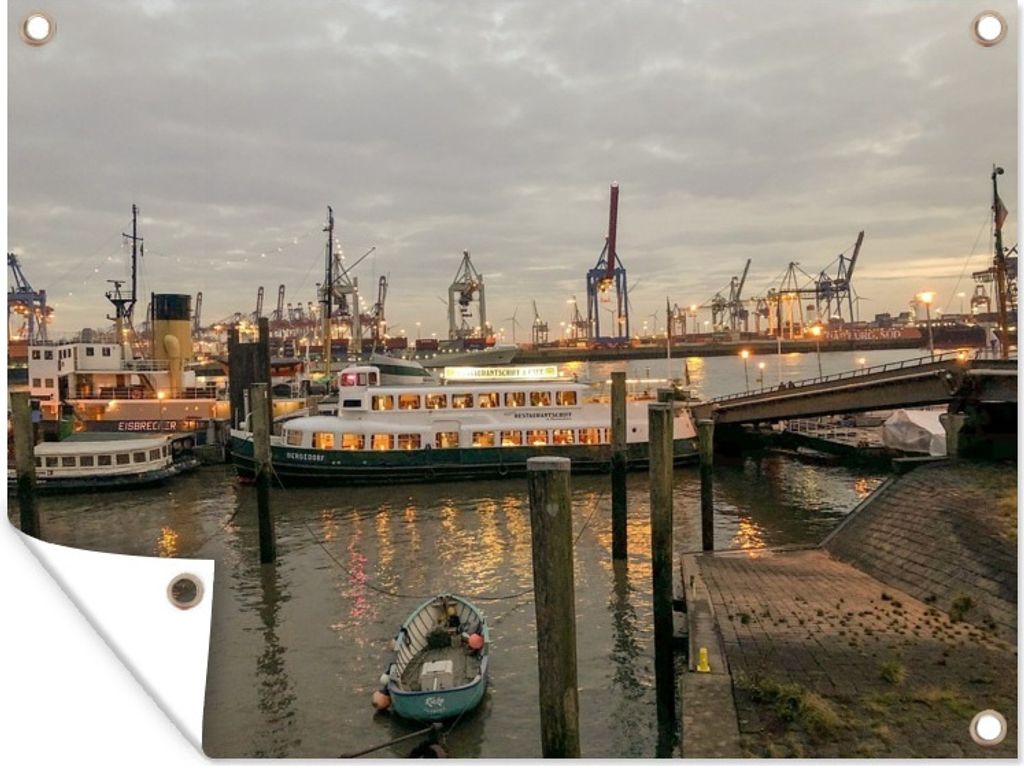 MuchoWow 40x30 cm Outdoor-Poster Gartendeko Sichtschutz Garten Poster für den Garten Schiff - Hamburg - Hafen