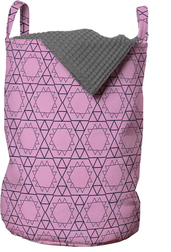 ABAKUHAUS Geometrisch Wäschesack, Dreieck und Hexagone Kunst, Wäschekorb mit Griffen Kordelzugverschluss für Waschsalons, 33 cm breit x 49 cm ho...