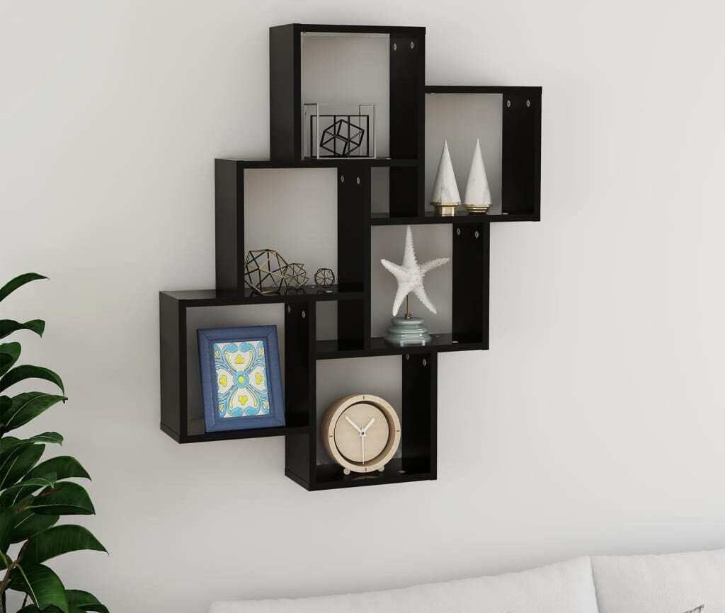 The Living Store Würfelregal Schwarz 78x15x93 cm Holzwerkstoff