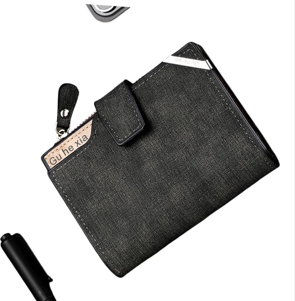 INF Neue Business Herren Kurz Brieftasche Schwarz