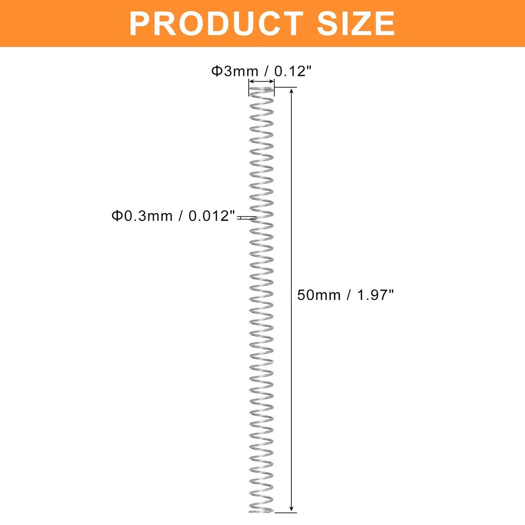 5 Stš¹ck Druckfeder, 0.3 x 3 x 50 mm Druckfedern Feder Federn Zugfeder Zugfedern Spring Spiralfeder Spiralfedern Sprungfeder Stahlfeder 304 Edels...