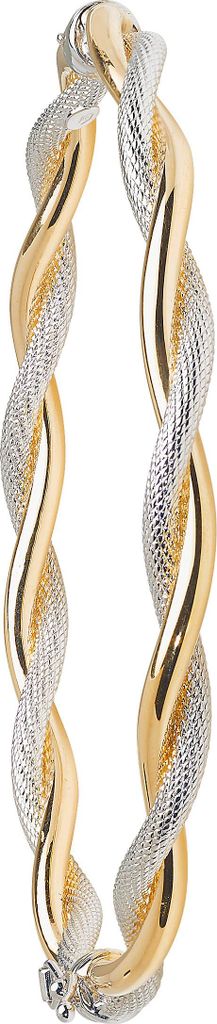 Atemberaubender 9 Karat (375) Bicolor Gold Damen - Klappbar Armreif - 4mm; TRS14234