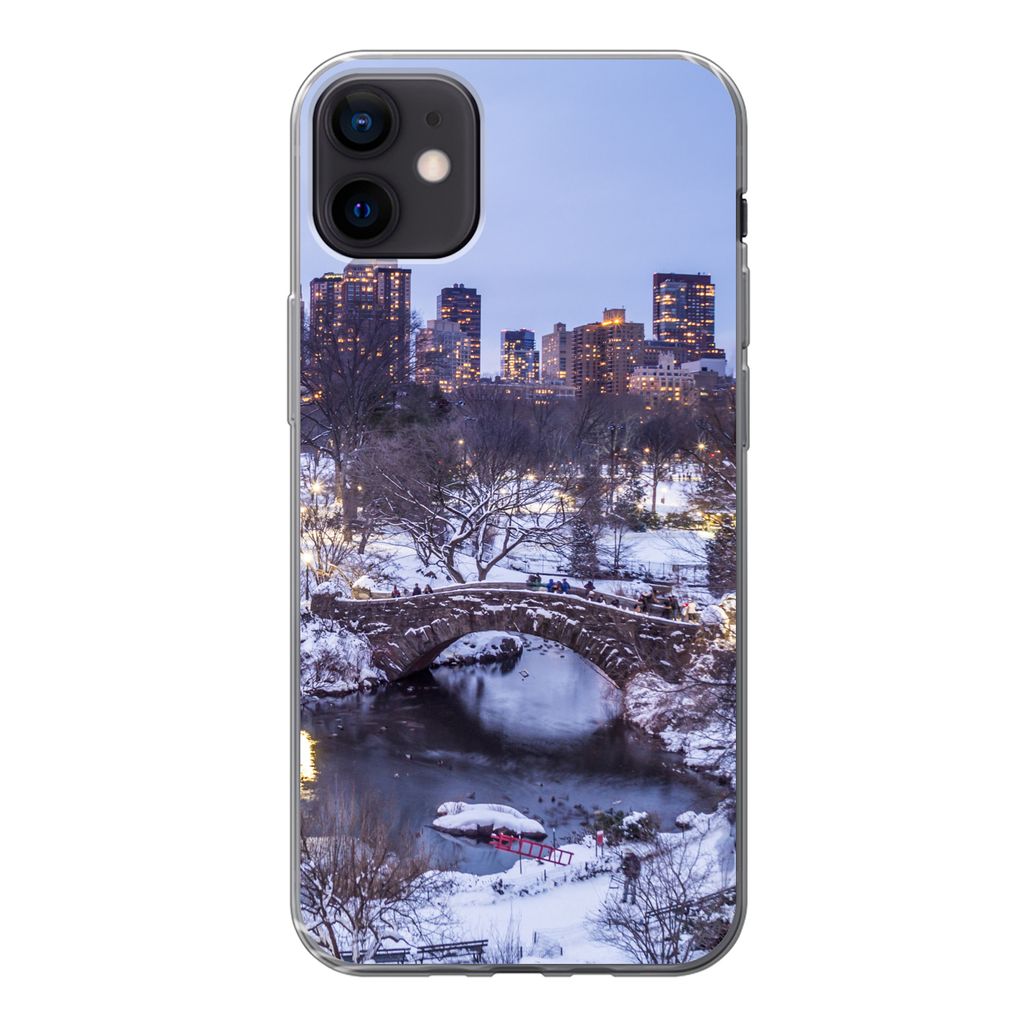 MuchoWow Handyhülle Schutzhülle Hülle für iPhone 12 mini New York - Central Park - Winter Silikon Softcase Handy Hülle - Bild