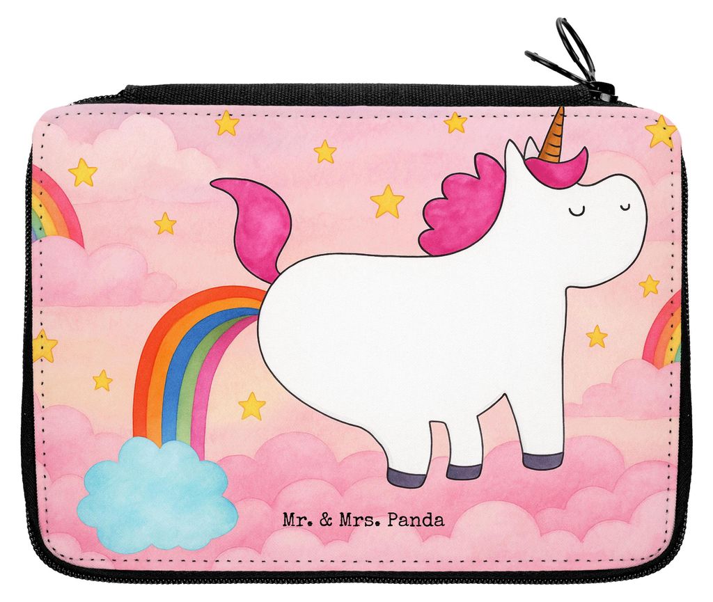 Mr. & Mrs. Panda Mäppchen Einhorn Pupsen Design - Weiß - Geschenk, Federtasche, reiseetui, Unicorn, Etui, Freundin, Regenbogen, Lustig, Spaß, Sc...