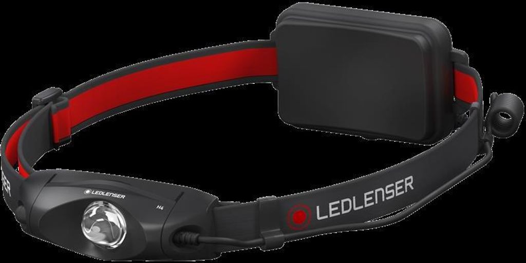 Ledlenser LED H4 Stirnlampe, schwenkbar, 250 Lumen, 3 AAA-Batterien, rote Hintergrundbeleuchtung, wasserdicht IP57, mit Wide Beam für breite Ausle...