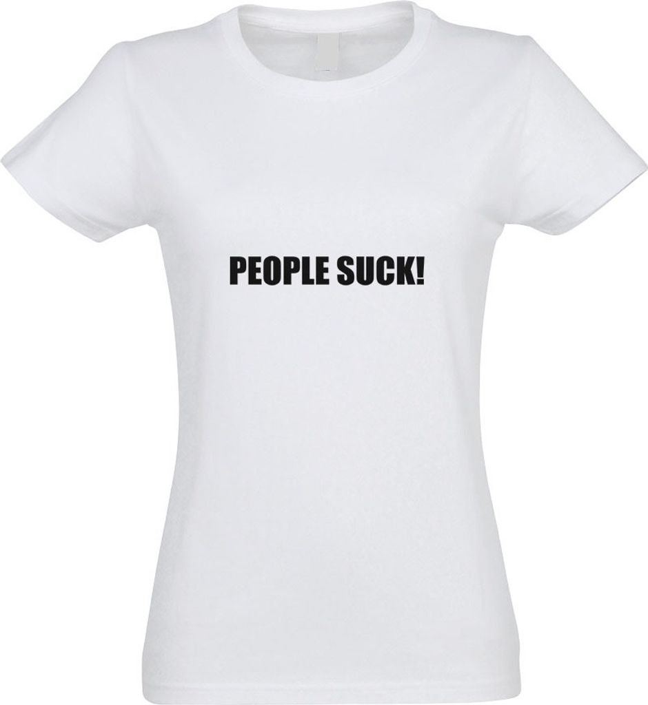 Kiwistar - T-Shirt tailliert - Damen - Weiss - People Suck! - mit Motiv Bedruckt - Funshirt Design - Sport - Freizeit - Damen - XL
