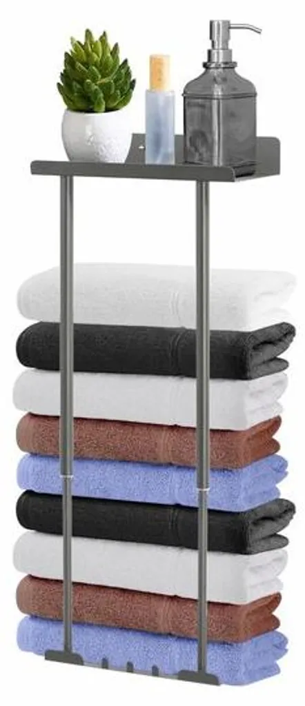 Porte-serviettes gris sans perçage télescopique avec crochets clips