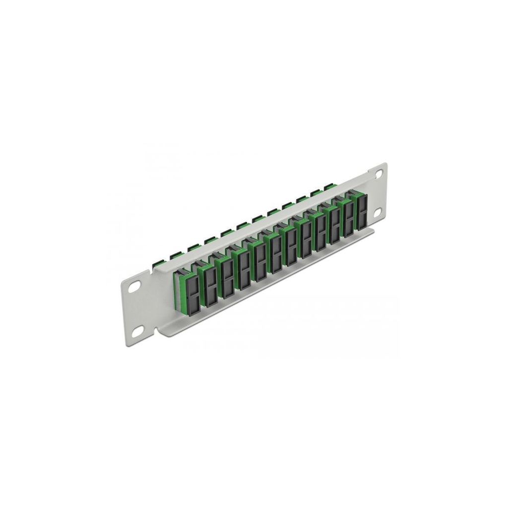 DeLOCK 10″ LWL Patchpanel 12 Port SC Duplex grün 1 HE grau, Produktbild 