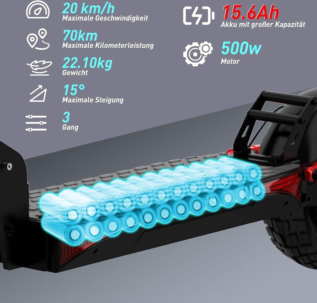 HITWAY H9 Elektroscooter offroad E-Scooter 10 Zoll, 15.6Ah Produktbild 3