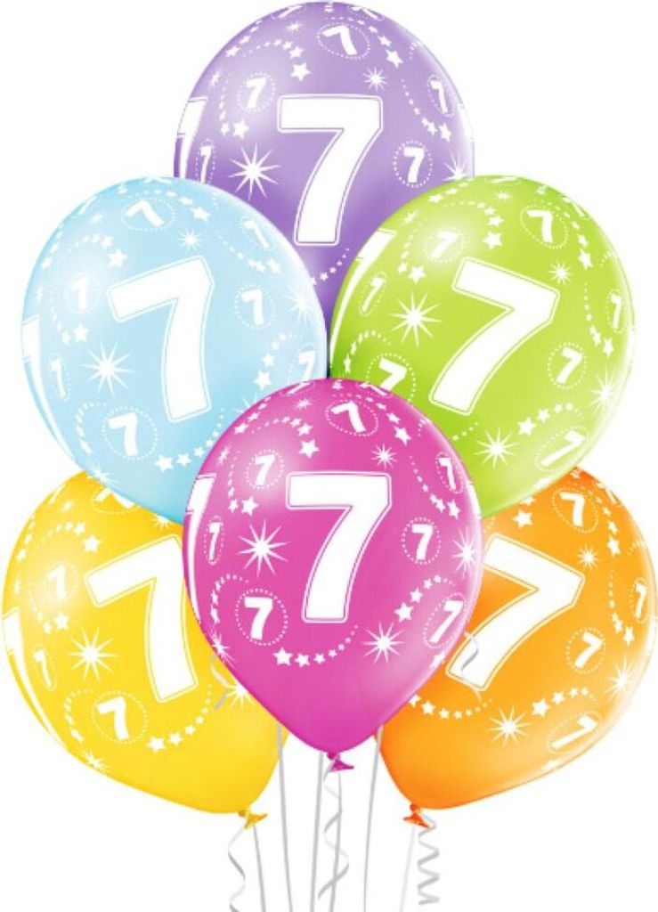 Luftballon Ø30cm Geburtstag #7 | 6 Stk. Bunt