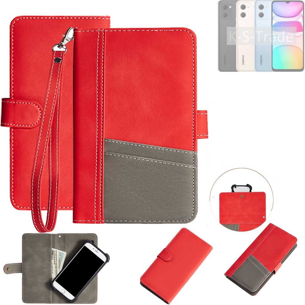 K-S-Trade Handy Schutzhülle kompatibel mit UMIDIGI C2 Hülle Portemonnee Brieftasche Klapphülle Kartenfächer Flip Wallet Case Etui