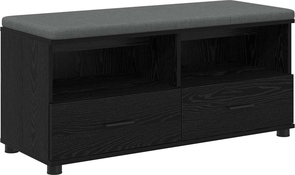 Flurbank mit Kissen mit Regal Schwarze Eiche 100 x 38 x 46 cm