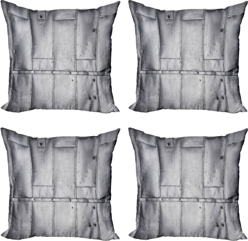 ABAKUHAUS industriell Kissenbezug Set (4 Stück), futuristische Panels, Moderner Doppelseitiger Digitaldruck, 40 cm x 40 cm, Grau und Weiß