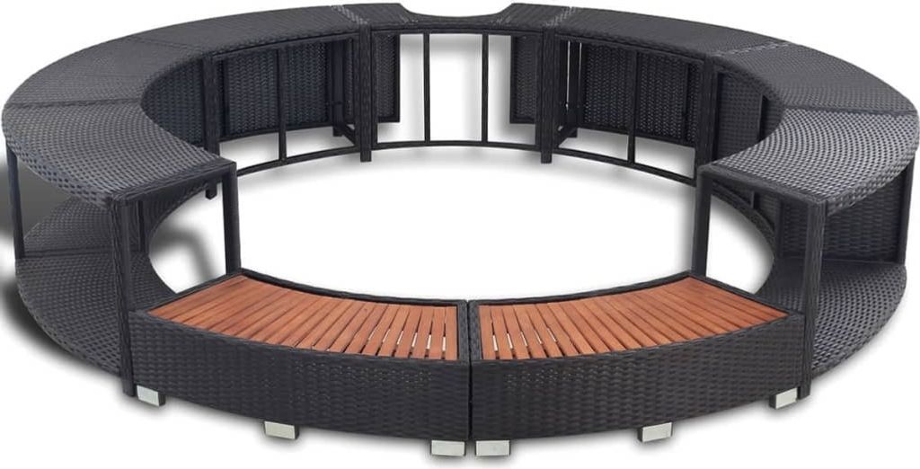 vidaXL Whirlpool-Umrandung Schwarz Poly-Rattan Produktbild 2