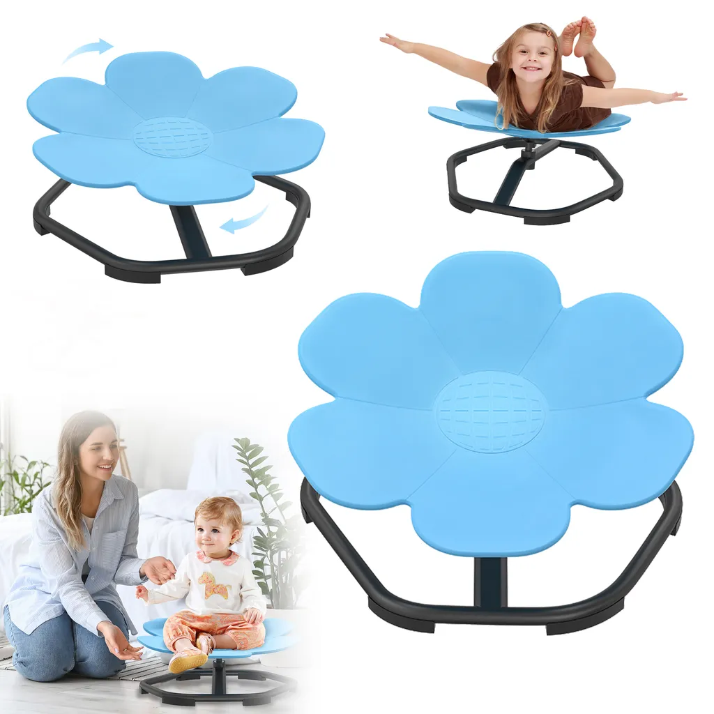 Chaise d'Équilibre Enfant avec Socle Métallique Stable et Siège Bleu