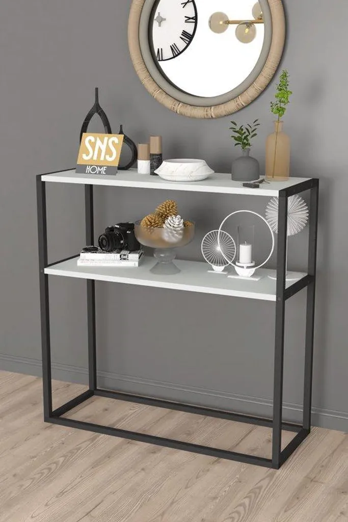 Buffet design blanc structure en métal et 2 grands compartiments SNS - 2