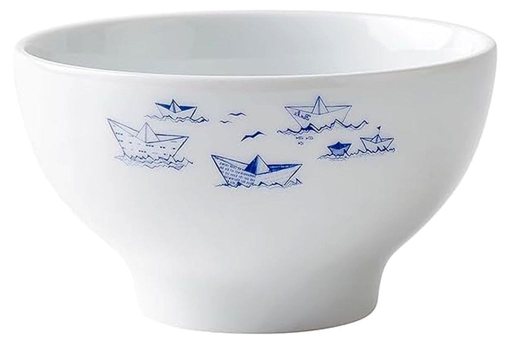 Marie Schüssel 14 cm Papierschiffchen | Müslischüssel aus Porzellan im maritimen Stil