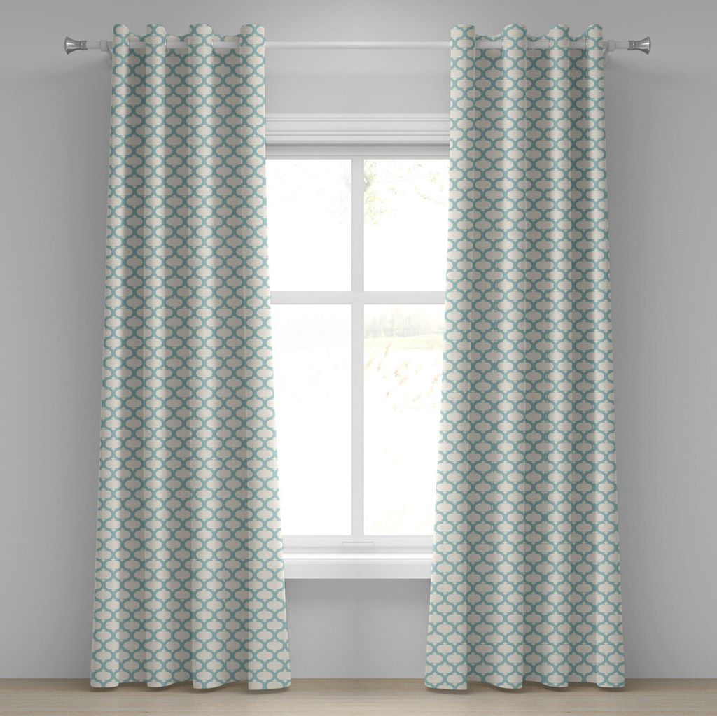 ABAKUHAUS Wasser Ösenvorhang, Blauer Mosaikartiger Muster Minimalistisch Simple Kulturell Asiatisch, Dekorative 2-Panel-Fenstervorhänge, 280 cm x...