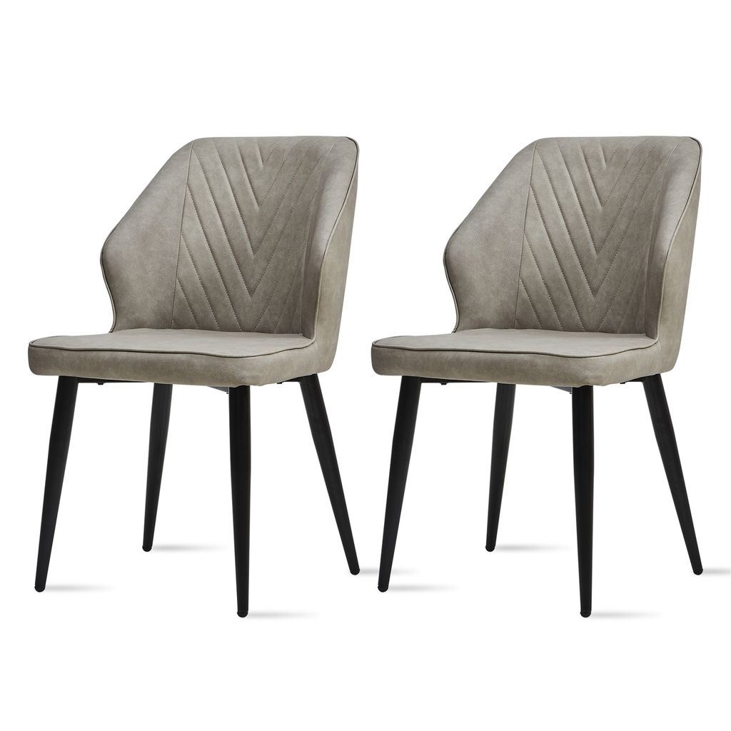 CLIPOP Esszimmerstuhl, 2er Set Retro-Polstersessel aus Kunstleder, Grau