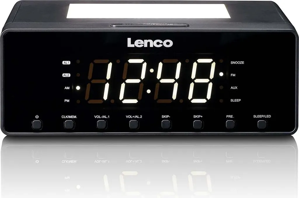 Radio-réveil Lenco CR-540BK Noir avec Charge USB et Veilleuse Douce