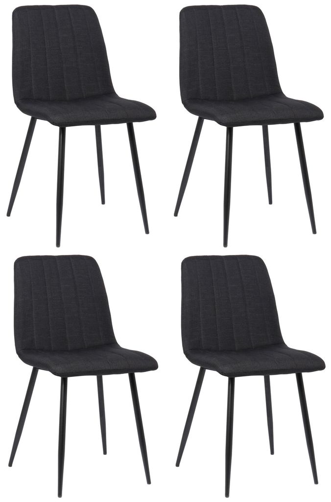 DELUKE 4er Set Stühle LENZ Stoff - 88x45x53cm, schwarz, Metall Gestell | Stühle Esszimmerstühle Stuhl Esszimmer Esstisch Stühle Küchenstuhl