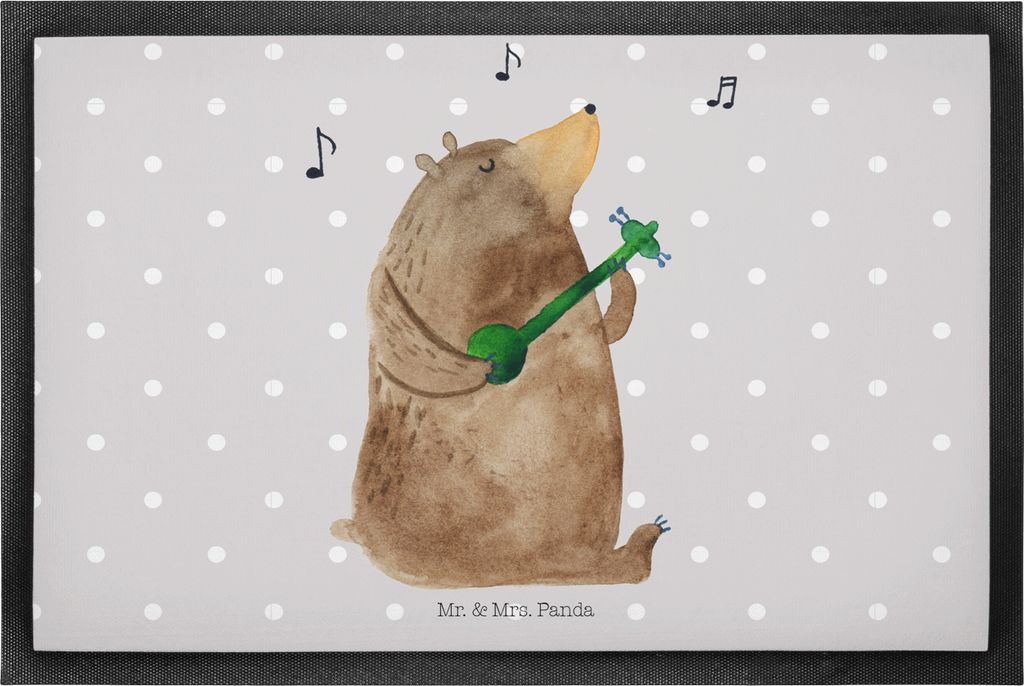 Mr. & Mrs. Panda Schmutzfangmatte Bär Gitarre 50 x 75 cm - Grau Pastell - Geschenk, Türmatte, fußmatte, Fussmatte, Teddy, flurmatte, Outdoor-Mat...