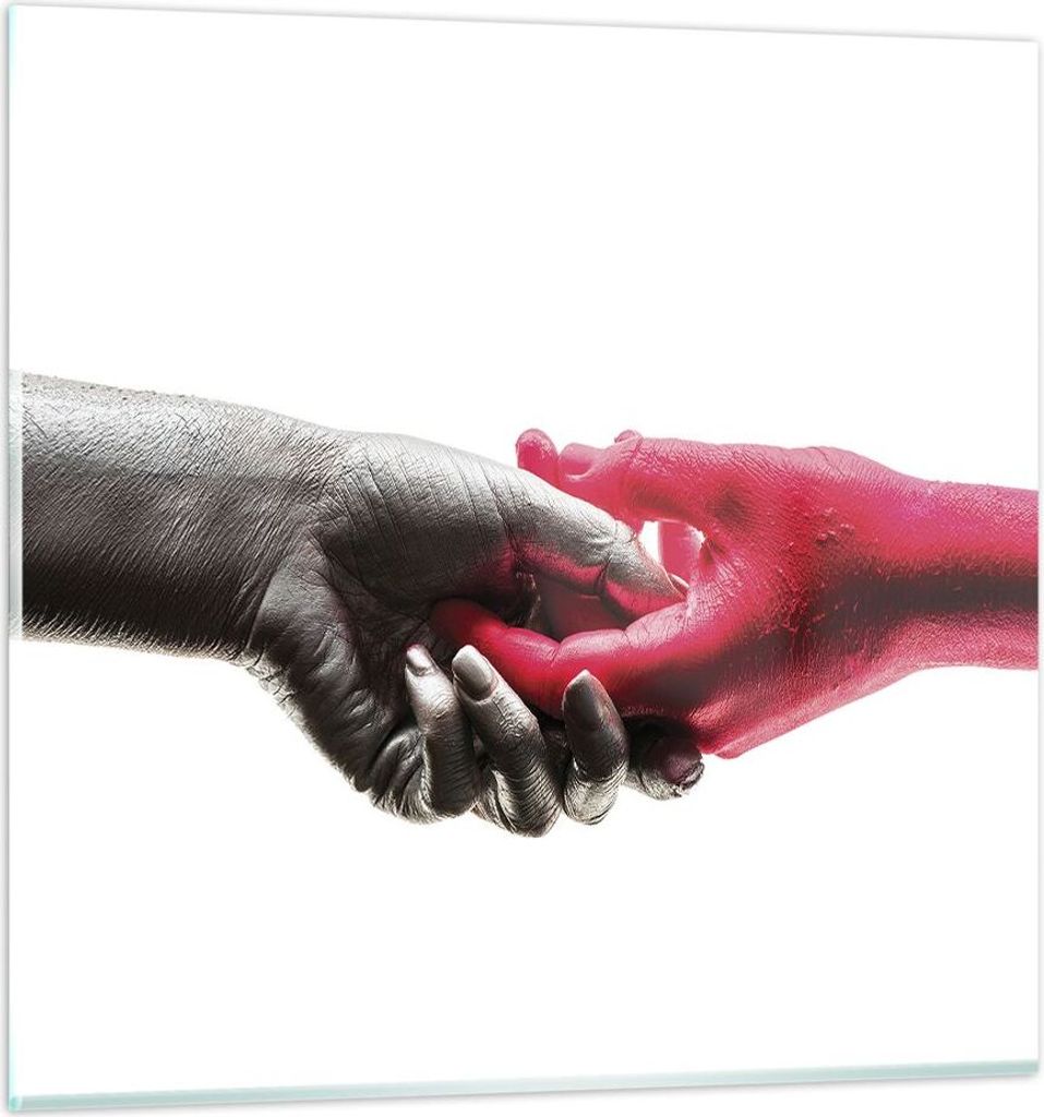 Bilder auf glas - Einteilig - Hilfe Hände Symbol - 40x40cm - Glasbilder - Wandbilder - Bilder - zum Aufhängen bereit - Wanddekoration aus Glas - ...