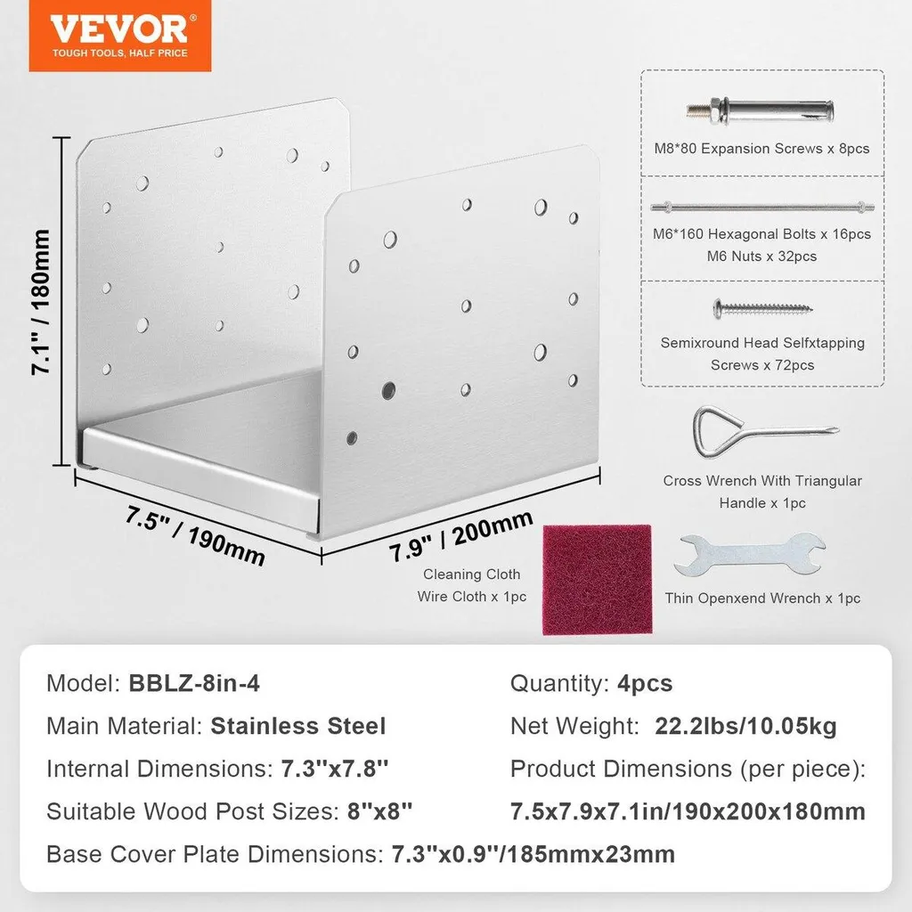 Support d'Ancrage Réglable pour Poteau en Inox - Base Décorative de Sol