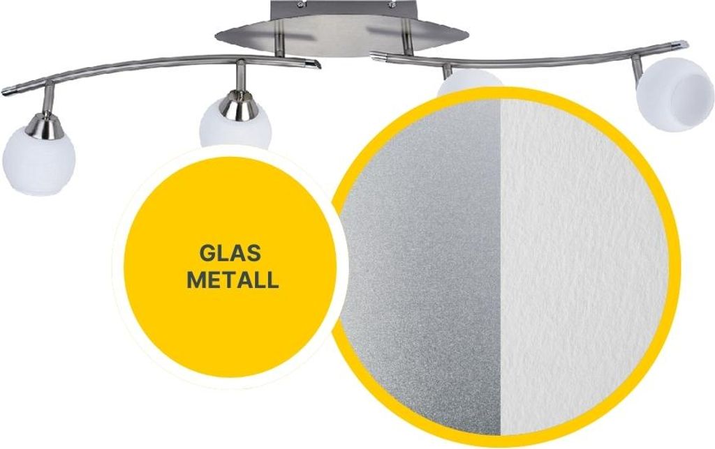 LED Deckenleuchte D123 | 4x LED Spots schwenkbar | nickel-matt | Glas weiß gestreift | warmweiß 3000K | MeLiTec