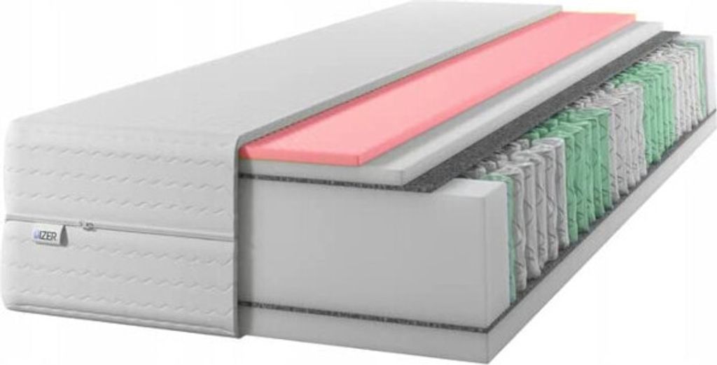 Matratze 100x190 24 cm| Visco Memory | Zweiseitig H3 | 7 Zonen | Taschenfederkern | Versteppter Bezug | Federkernmatratze