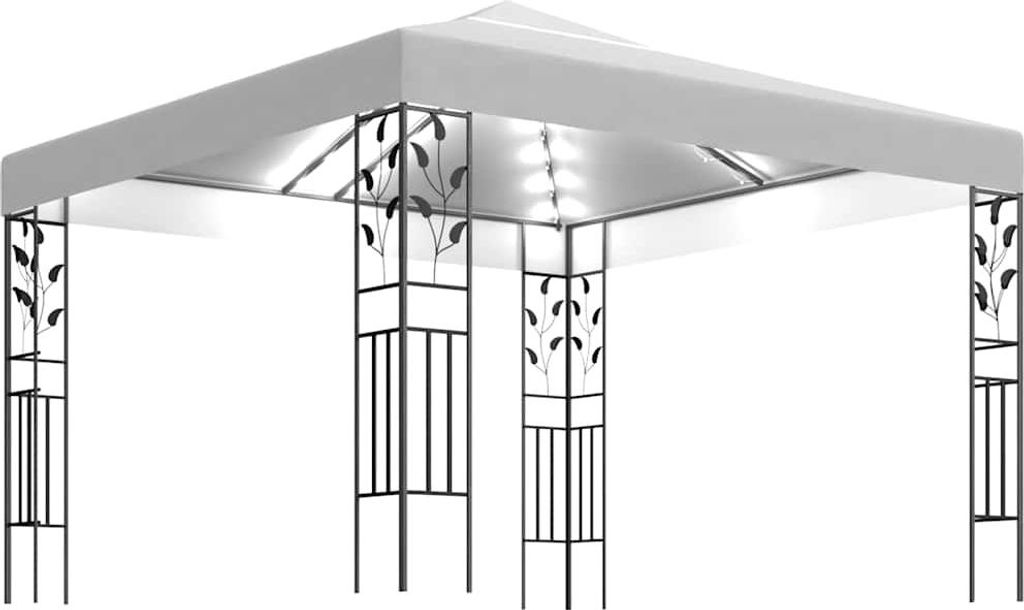 vidaXL Pavillon mit LED-Lichterkette 3x3 m Weiß