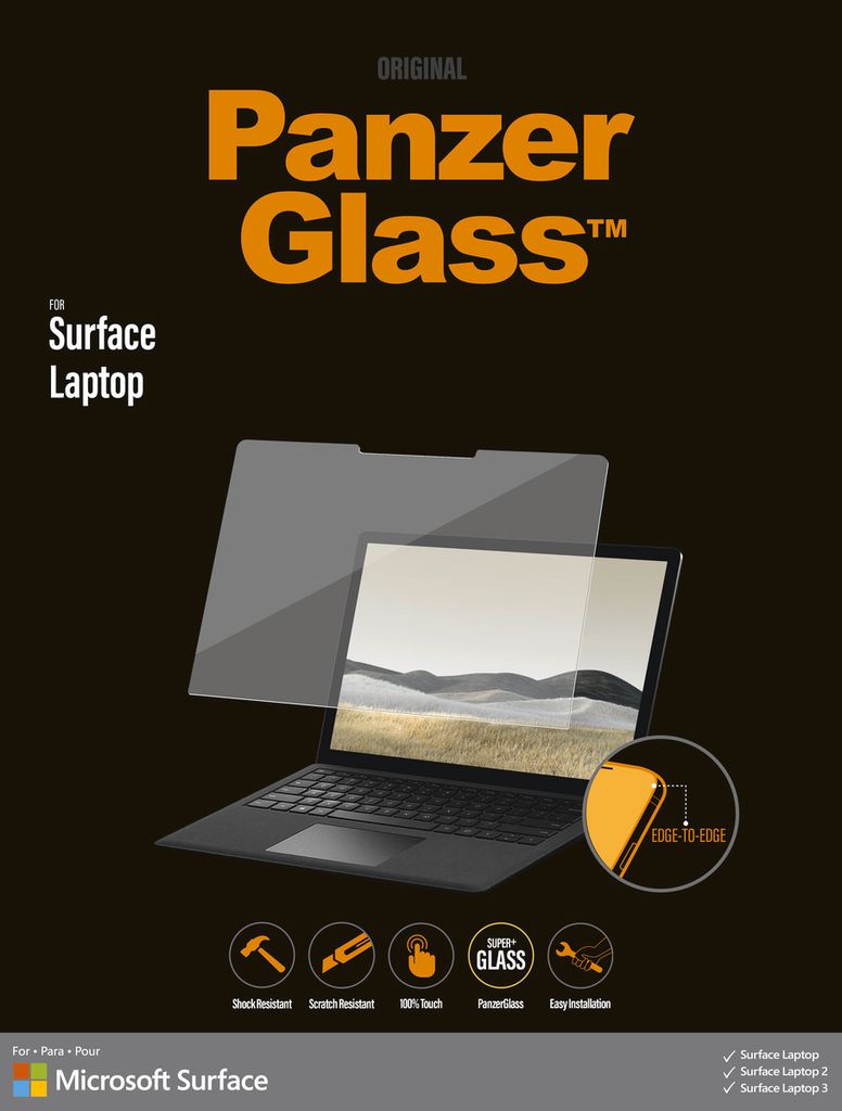 PanzerGlass Displayschutz Microsoft Surface Laptop 13,5′′, Klare Bildschirmschutzfolie, 34,3 cm (13.5"), Gehärtetes Glas, Polyethylenterephtha...