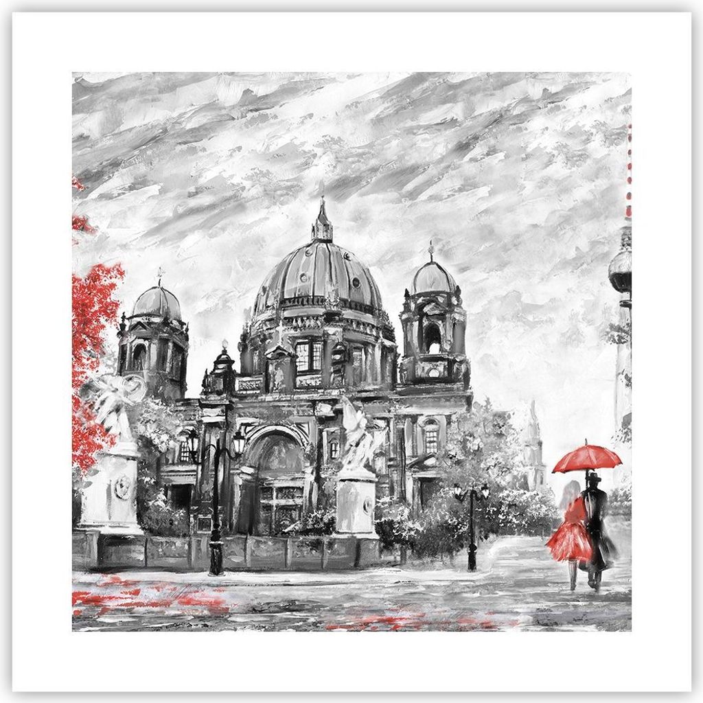 Poster - Poster ohne Rahmen - Dom Berlin Liebespaar - 40x40 cm - Wand Bild - Wanddeko - Wandbilder - Kunstposter - Wandposter - Bilder - Kunstdruck...