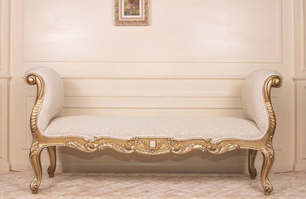 Casa Padrino Luxus Barock Sitzbank Weiß / Gold 175 cm - Barock Möbel - Italy